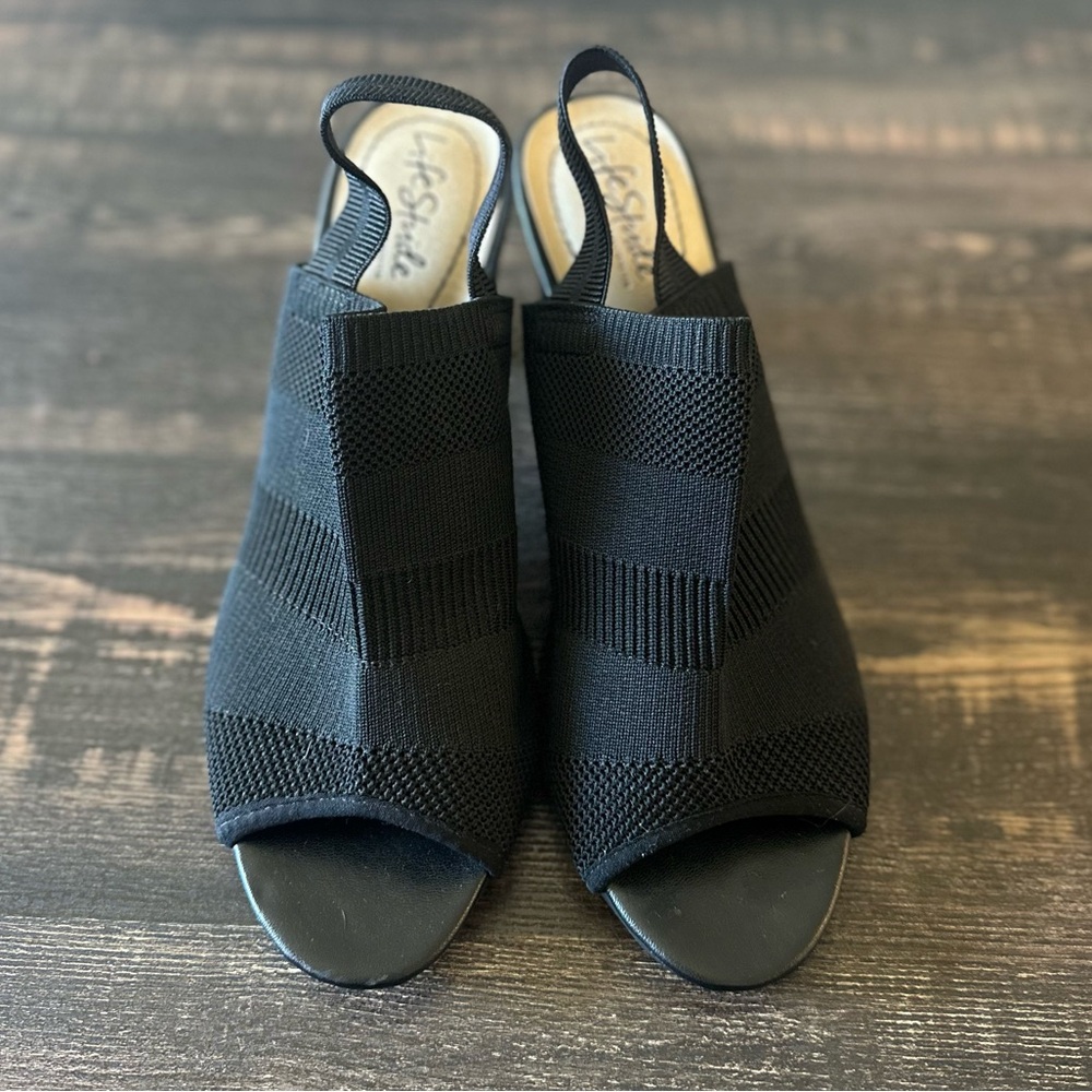 Life Stride Black Women's Heeled Slingbacks
